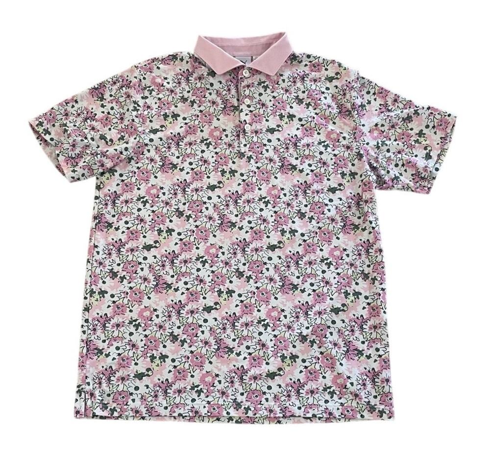 Puma Arnold Palmer Pink Floral Golf Polo Size Large Performance Masters Legend